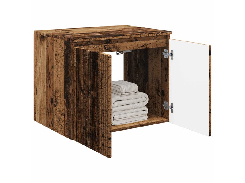  Cabinet salle de bain mural, meuble de rangement bois ancien 62.5x44.5x50 cm  - Conforama C