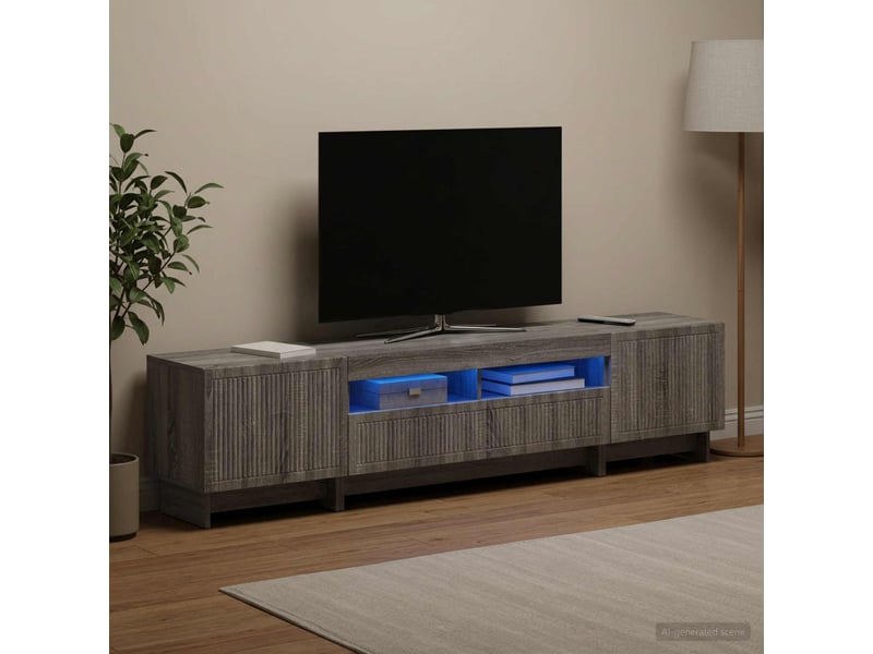  Meuble tv - banc tv - meuble de rangement led 5 pièces sonoma gris bois d'ingénierie  - Conforama C