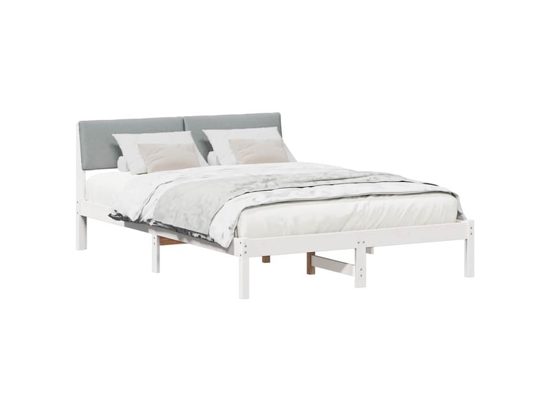  Lit double- lit adulte -  cadre de lit avec tête de lit blanc et gris clair 135 x 190 cm  - Conforama B