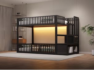 Lit mezzanine 90x200 cm <strong>LEYTN</strong> <strong></strong> coloris noir