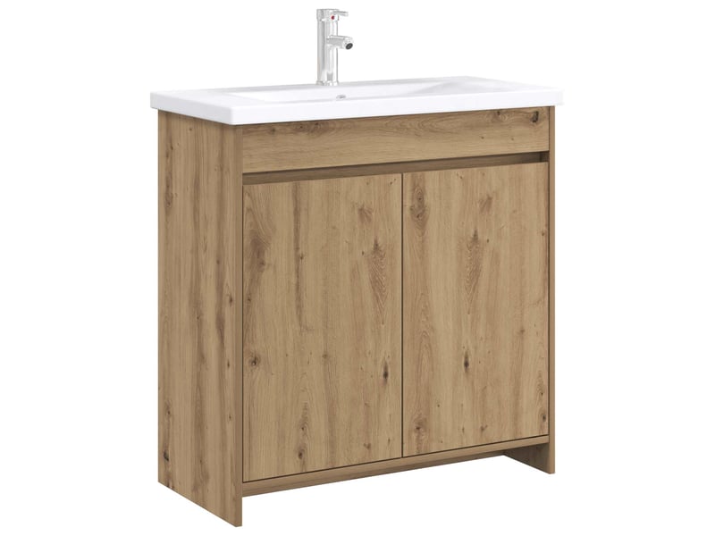  Meuble sous lavabo de salle de bain, commode chêne artisanal shl8423  - Conforama A