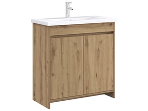 Meuble sous lavabo de salle de bain, commode chêne artisanal shl8423