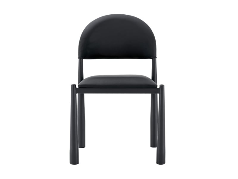 Lot de 2 chaises modernes pour salle à manger, rembourrées, dossier arrondi, cuir pu et pieds métal - 80 cm - Conforama A