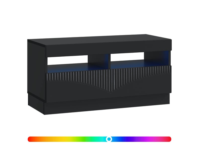  Meuble tv - banc tv - meuble de rangement led noir bois d'ingénierie  - Conforama C
