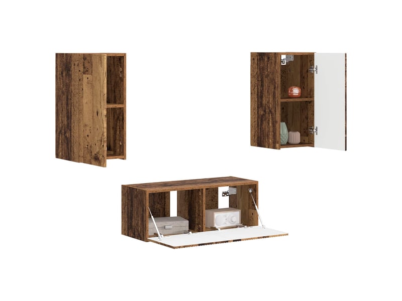  Ensemble meuble tv - banc tv - meuble de rangement 2 pcs bois ancien bois d'ingénierie  - Conforama C