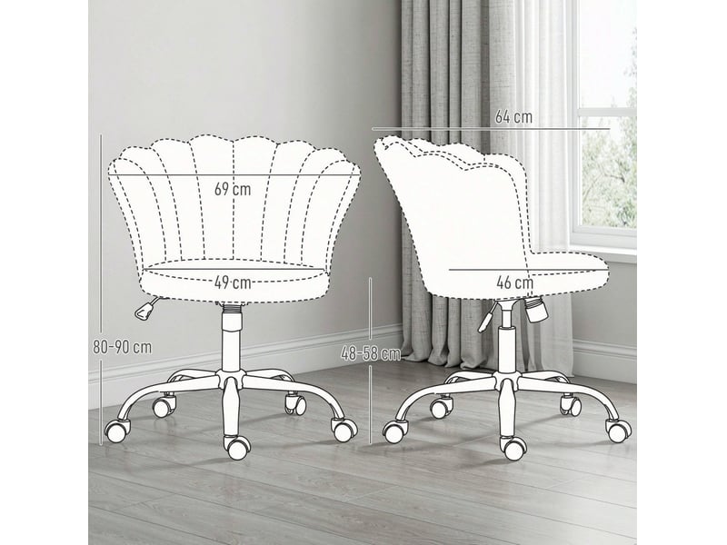Chaise de bureau en velours rose, hauteur réglable evryae - Conforama D
