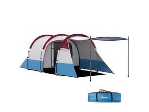 Tente de camping pour 2 personnes, crochet pour lanterne, trois entrées, imperméable, rouge