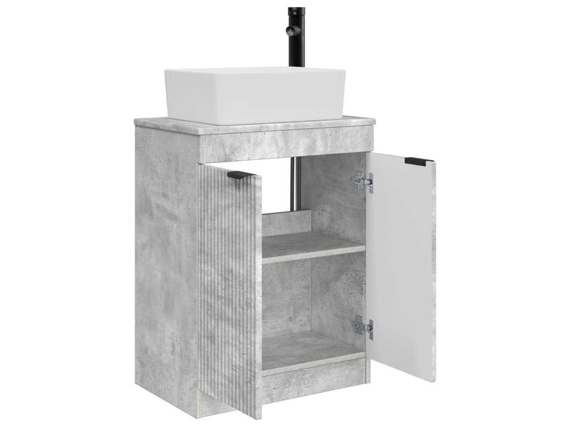 Meuble salle de bain avec évier, meuble de rangement gris béton 54x35x83 cm shl9892 - Conforama D