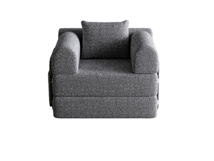 Canapé-lit chenille - 2-en-1 - compartiment de rangement - trois cadres métalliques - montage facile - gris