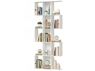 Bibliothèque en forme de s à 5 niveaux pour salon, chambre, bureau, 80 x 24 x 200 cm, blanche