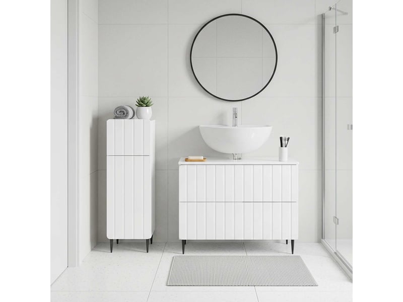  Ensemble de 2 meubles de salle de bain zwolle blanc brillant cf63224  - Conforama B