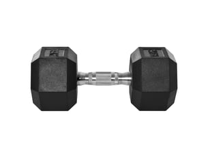 Haltère hexagonal 15 kg noir en métal et caoutchouc, poignée moletée pour entraînement à domicile et gym