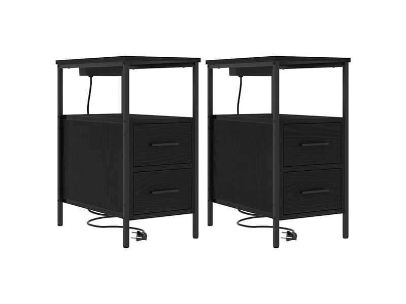  Table de chevet avec tiroir 2 pièces chêne noir 30 x 48 x 61 cm  - Conforama A