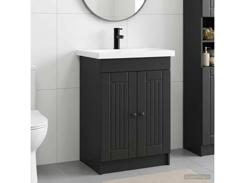Ensemble de mobilier de salle de bain noir 56x37.5x81 cm shl7016 - Conforama B