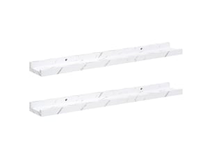 Lot de 2 étagères murales, étagères flottantes, étagères suspendues marbre blanc 60 x 9 x 3 cm cf41809