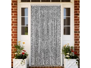 Rideau anti-mouches, moustiquaire gris et noir et blanc 100x200 cm chenille cf43552