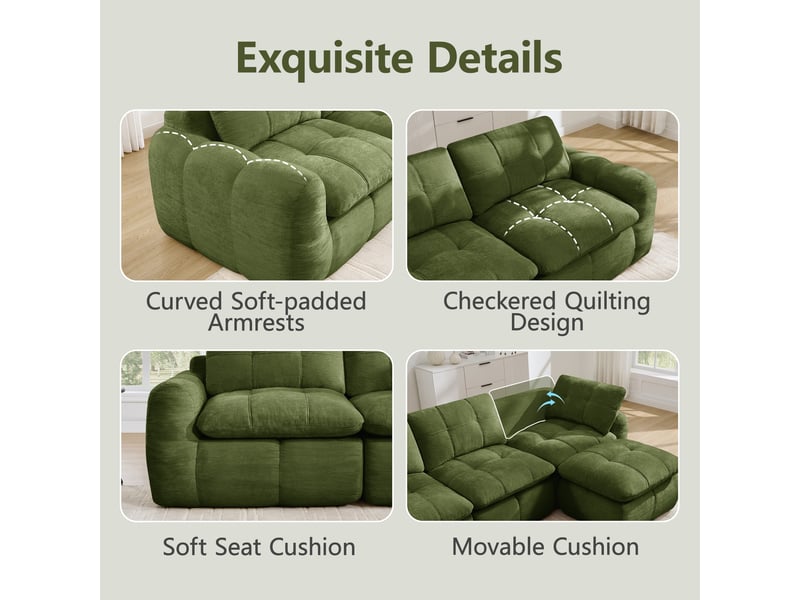  Pouf repose-pieds, 194x160x68 cm, 2 places, fermeture verrouillable, pliable, vert cao-W3325S00532-conf-NEW - Conforama W