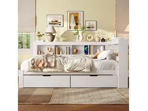 Lit banquette 140x200 cm DESVIAE coloris blanc