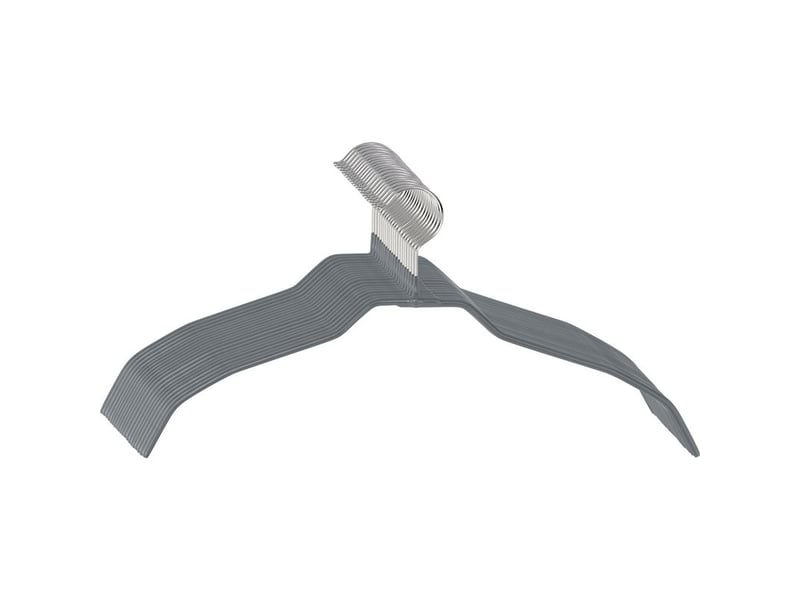  Lot de 20 cintres alessia wenko, cintre métal gain de place gris, surface antidérapante, idéal pour les manteaux, vestes, robes, 41x21,5 cm, ép. 5 mm, gris  - Conforama C
