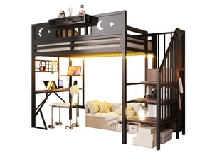 Lit mezzanine 90x200 cm <strong></strong> <strong>evarich</strong> coloris noir
