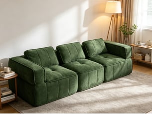 Canapé 3 places sans structure, mousse haute densité 32d, assise profonde, tissu agréable, antidérapant, 271×93×67 cm, vert
