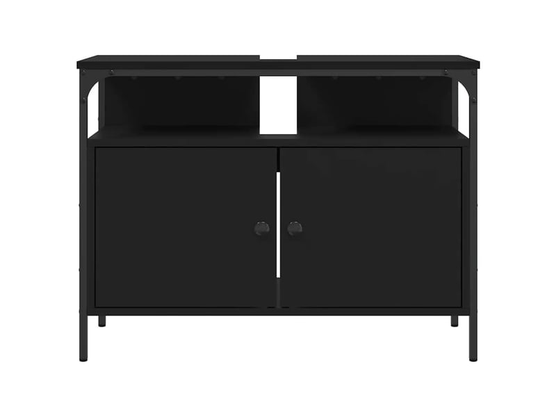  Armoire lavabo salle de bain, meuble de rangement noir 80x30x60 cm  - Conforama D