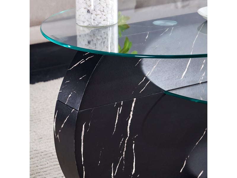  Table basse rectangulaire 89.9×69.9×43.2 cm, mdf et verre, noir et transparent Fay Lum - Conforama D