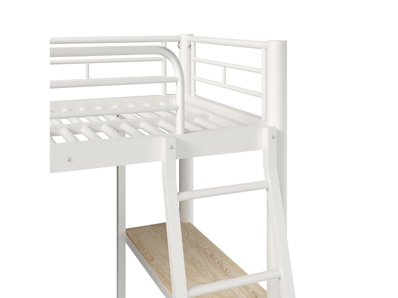  Lit mezzanine 90x200cm - 2 couchages + bureau + double échelle - métal - blanc CozyNest - Conforama D