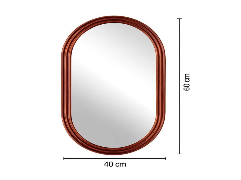 Miroir de salle de bain ovale mural 40 x 60 cm en verre trempé hd – miroir suspendu anti-buée, étanche et anti-rouille avec cadre mouluré pour vasque, entrée et coiffeuse – rouge - Conforama E