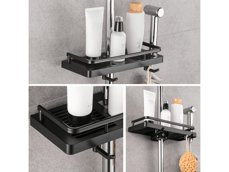  Support de douche, porte-savon, rangement de salle de bain, sans perçage, montage mural, antirouille, autocollant, noir 24mm-25mm  - Conforama D