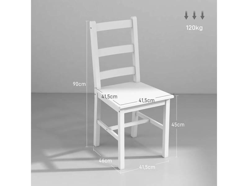  Lot de 2 chaises de salle à manger en bois massif de pin chaise de cuisine dossier lattes esprit campagne blanc  - Conforama E