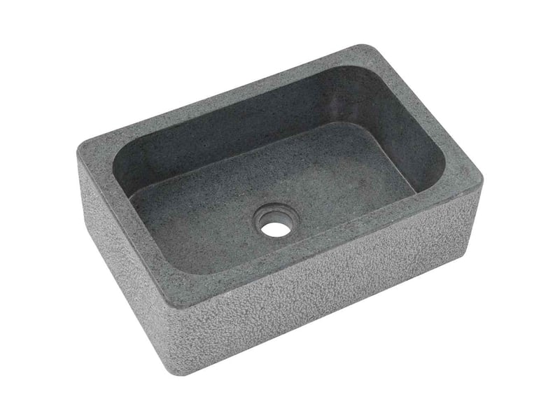  Lavabo de bain, vasque à poser 45 x 30 x 15 cm pierre de rivière noir cf65628  - Conforama A