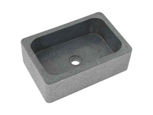 Lavabo de bain, vasque à poser 45 x 30 x 15 cm pierre de rivière noir cf65628
