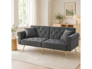 Canapé convertible,173x75x70 cm,2 places avec dossier réglable,velours,gris