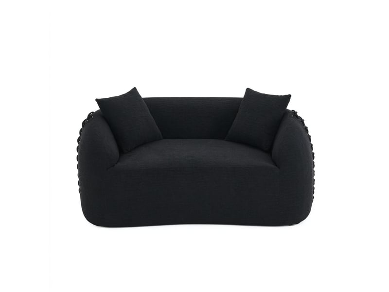 Canapé 2 places courbé duboisdesign série baseball tissu chenille noir  155×67×90 cm  - Conforama A