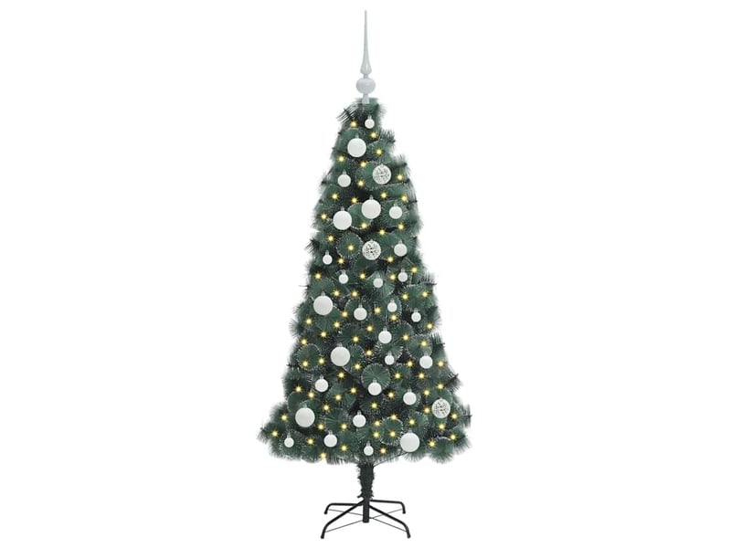 Sapin de noël - arbre de noël artificiel pré-éclairé avec ensemble de boules  - Conforama C