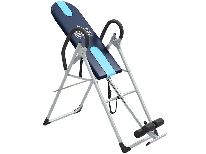  Table d'inversion de musculation pliable ceinture de sécurité réglable acier coloris argent noir  - Conforama B