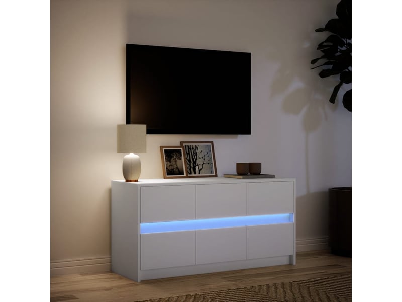  Meuble tv - banc tv - meuble de rangement avec led blanc 100x34x50 cm bois d'ingénierie  - Conforama D