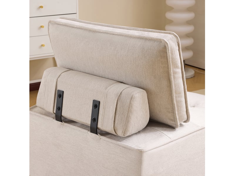  Canapé 1 place moderne 81x81x80 cm compact pour petits espaces gain de place confort ultra-doux lin beige  - Conforama R