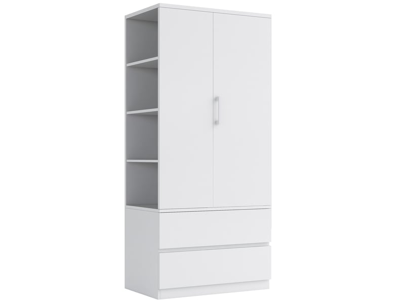  Armoire penderie 70x50x175 cm tiroirs tringles penderie étagères réglables métal et mdf meuble de rangement blanc OPULERANE TRADING LTD - Conforama E