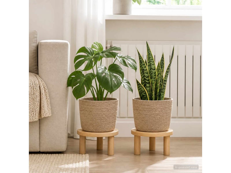  Jardinière - ensemble de pots à plantes 2 pcs naturel ø 28 x 28 cm  - Conforama B