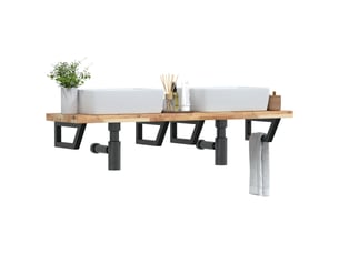 Étagère de vasque | étagère murale acier et bois massif d'acacia shl707