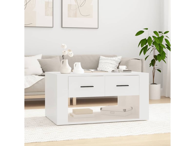  Table basse | table d'appoint salon blanc 80x50x40 cm bois d'ingénierie shl7557  - Conforama B