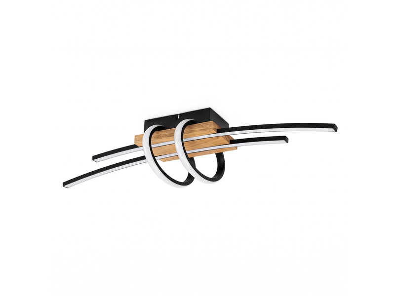  Zmh plafonnier noir 37 w  plafonnier led bois intensité variable avec télécommande pour salon ZMH - Conforama A