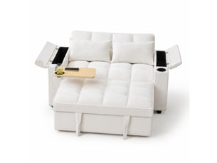 Canapé droit convertible <strong>MODENVIE</strong> <strong></strong> 2 places Tissu beige avec coffre de rangement