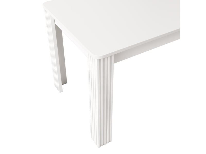  Table à manger moderne blanc, rectangulaire, 4 pieds, robuste, style minimaliste, multifonctionnelle  - Conforama E