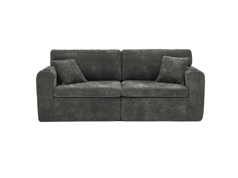  Canapé de relaxation 2 places 220x100x89 cm compact avec porte-gobelet, poche latérale, coussins et chargement usb noir  - Conforama E
