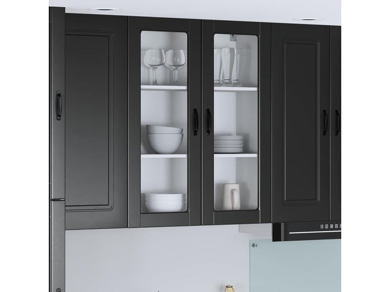  Meuble mural de cuisine, cabinet en verre mural noir 80x31x100cm shl7578  - Conforama B