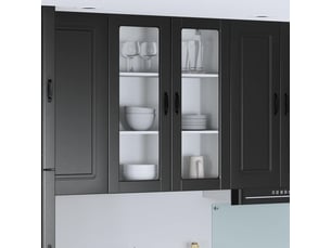 Meuble mural de cuisine, cabinet en verre mural noir 80x31x100cm shl7578