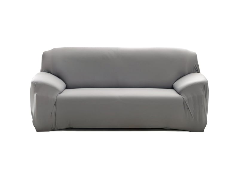  Housse canapé 3 places grise extensible - tissu mélangé, antidérapante, lavable, 190 - 230cm  - Conforama A